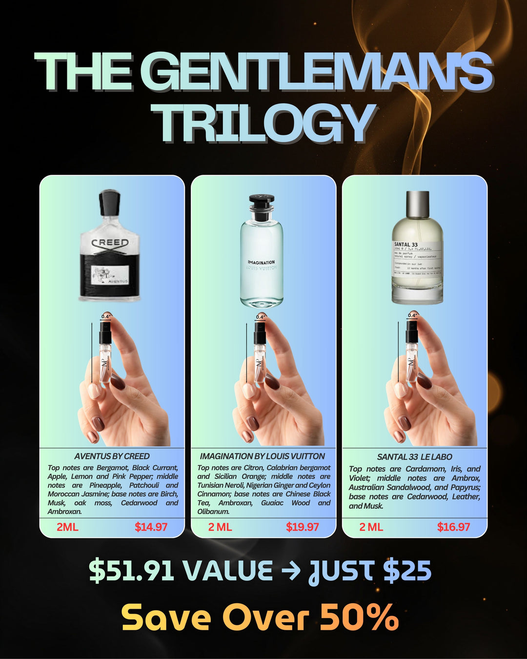 Aventus + Imagination + Santal 33 Sample Kit | $25 | mixperfume